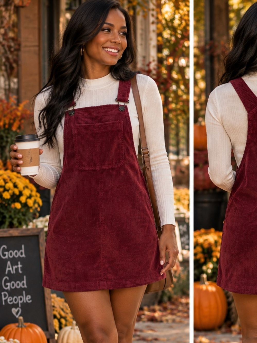 American Eagle Corduroy bib overall Pinafore Dress in Wine Red size small